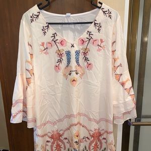 Light tan dress with pattern, bought from Shein, size L